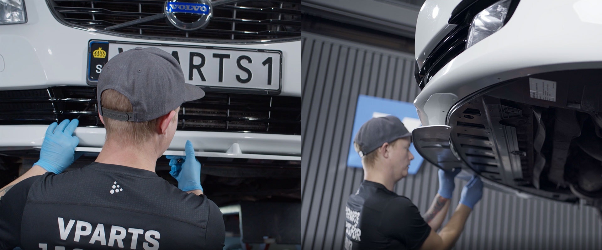 Monterar add-on läpp frontspoiler till Volvo