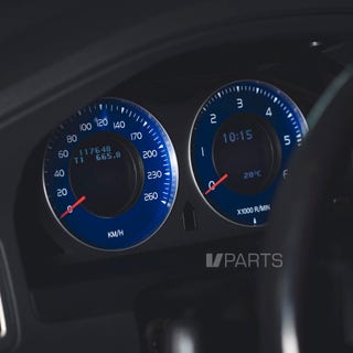 R-blå mätartavlor till Volvo V70, XC70, S80, XC60, diesel smal ring