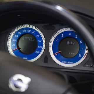 R-blå mätartavlor till Volvo V70, XC70, S80, S60, V60, XC60, bensin bred ring